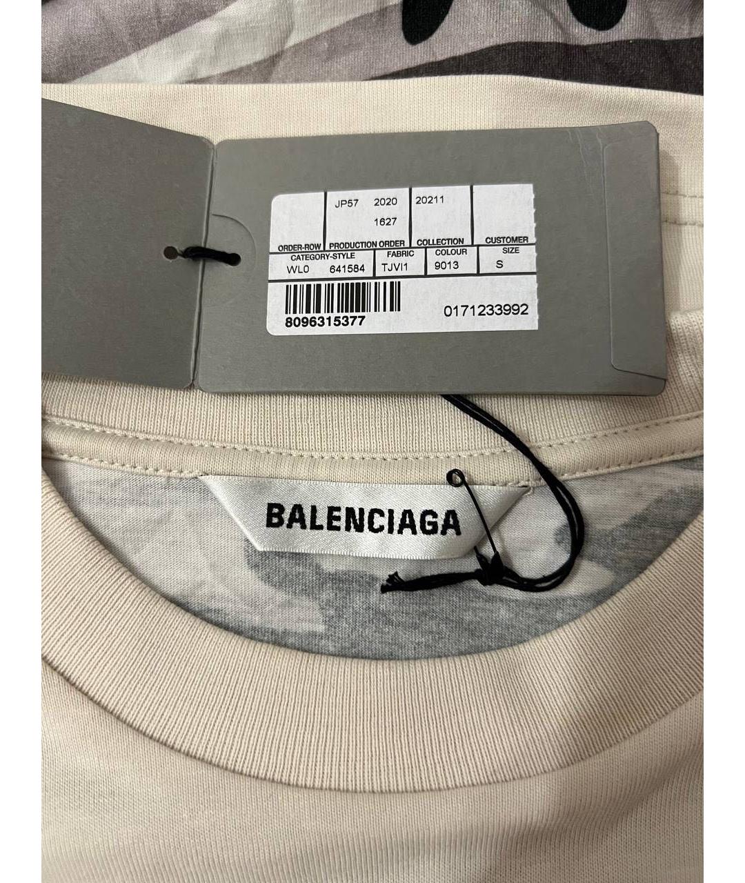 BALENCIAGA Серая хлопковая футболка, фото 5