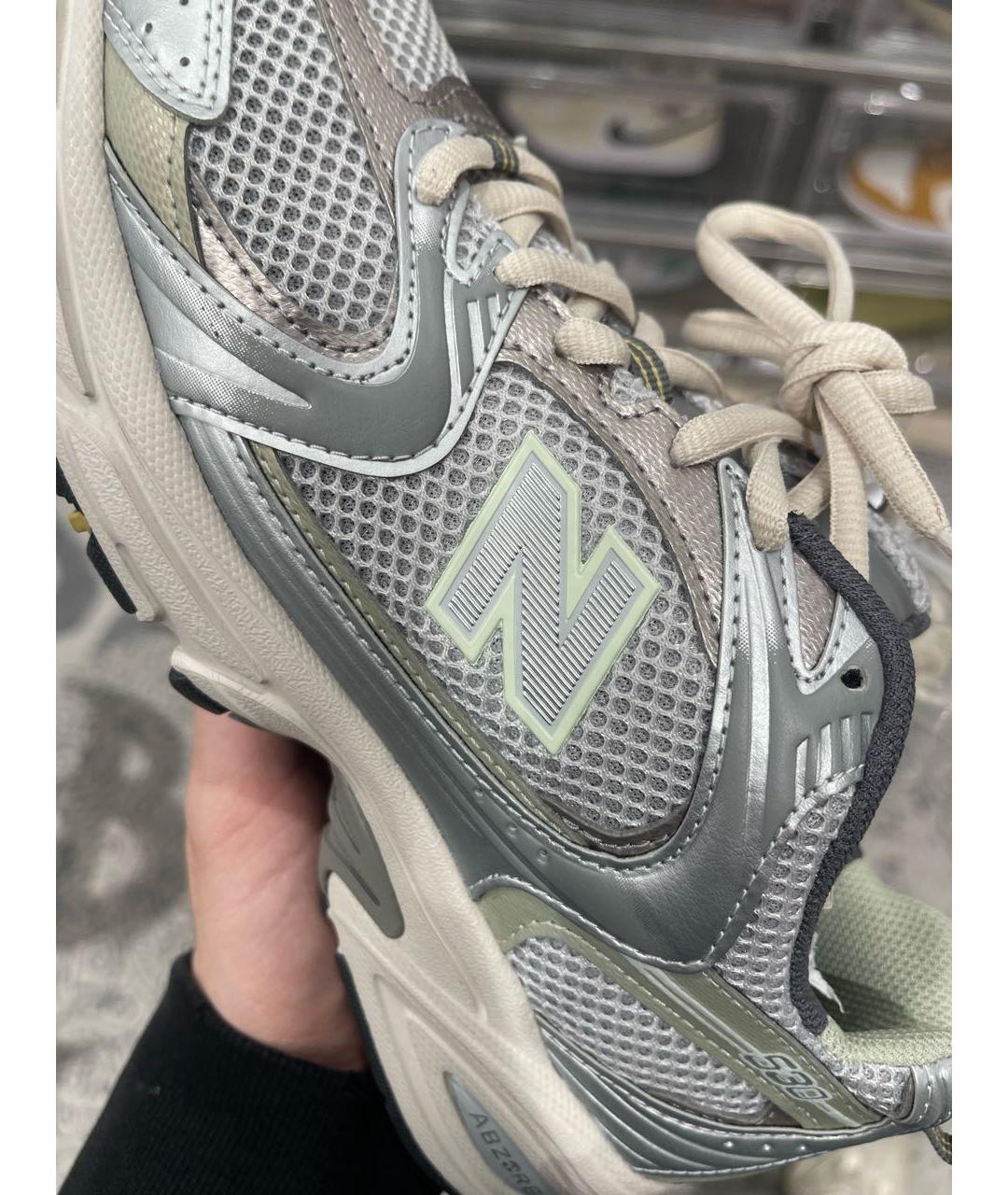 NEW BALANCE Серебряные текстильные кроссовки, фото 6