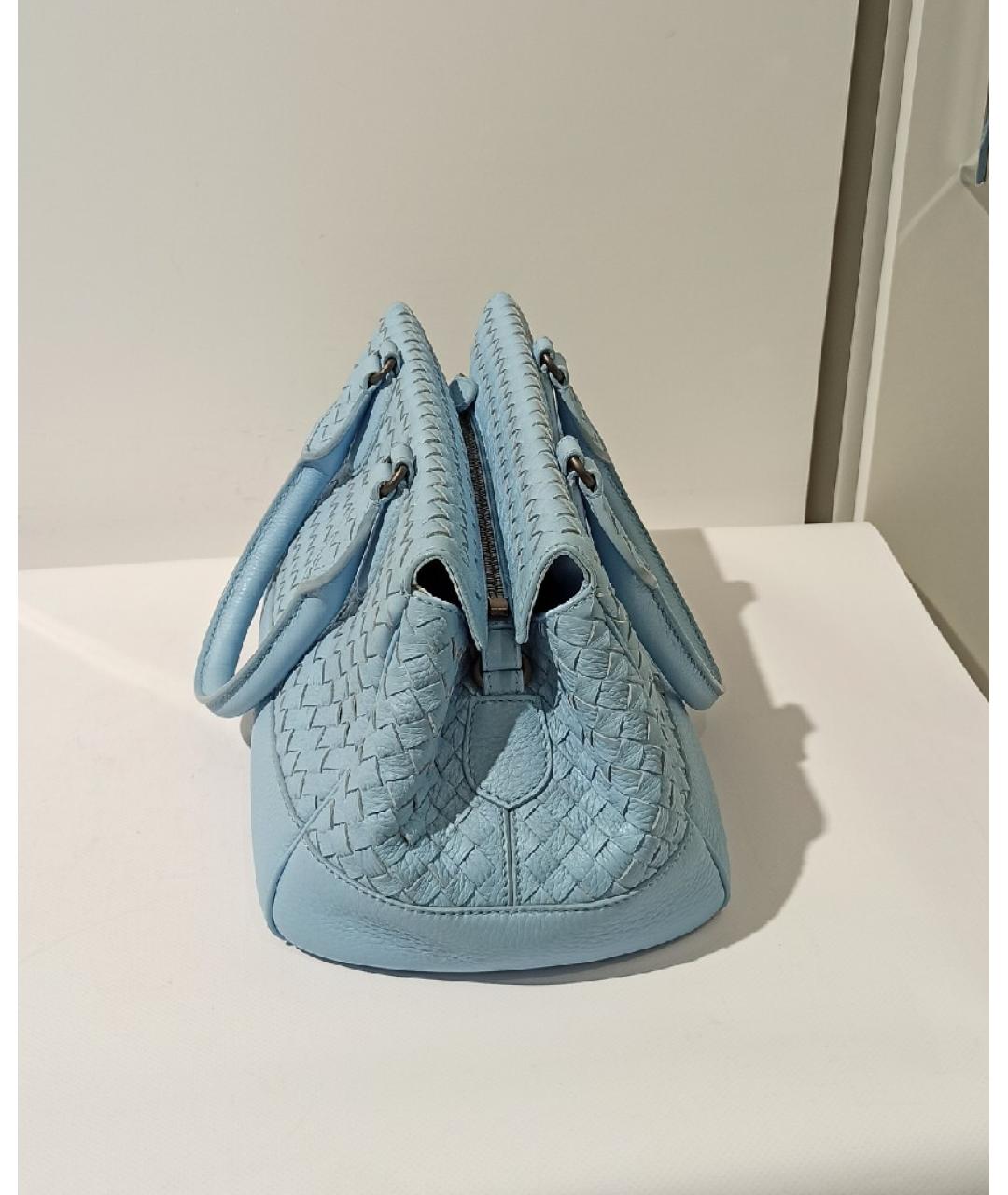 BOTTEGA VENETA Голубая кожаная сумка с короткими ручками, фото 2