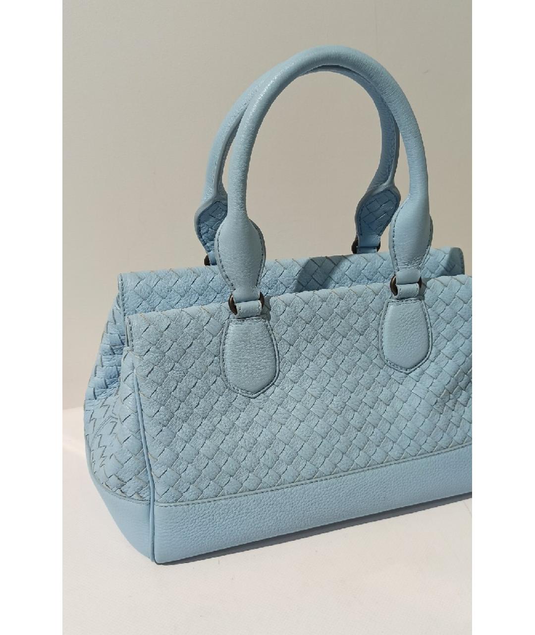 BOTTEGA VENETA Голубая кожаная сумка с короткими ручками, фото 3