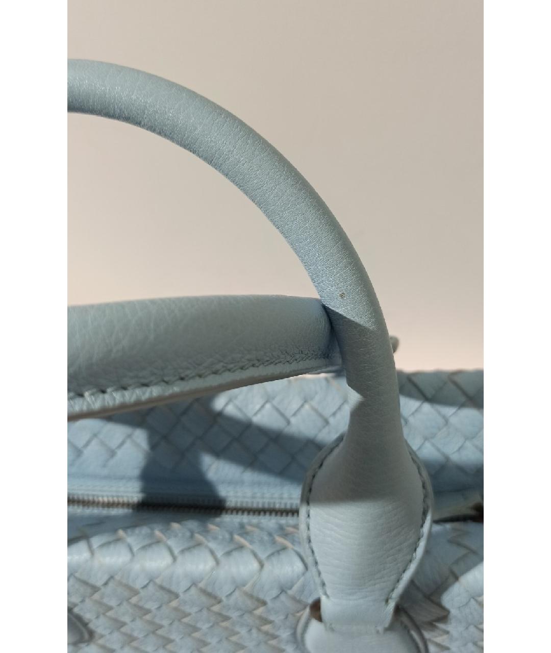 BOTTEGA VENETA Голубая кожаная сумка с короткими ручками, фото 8