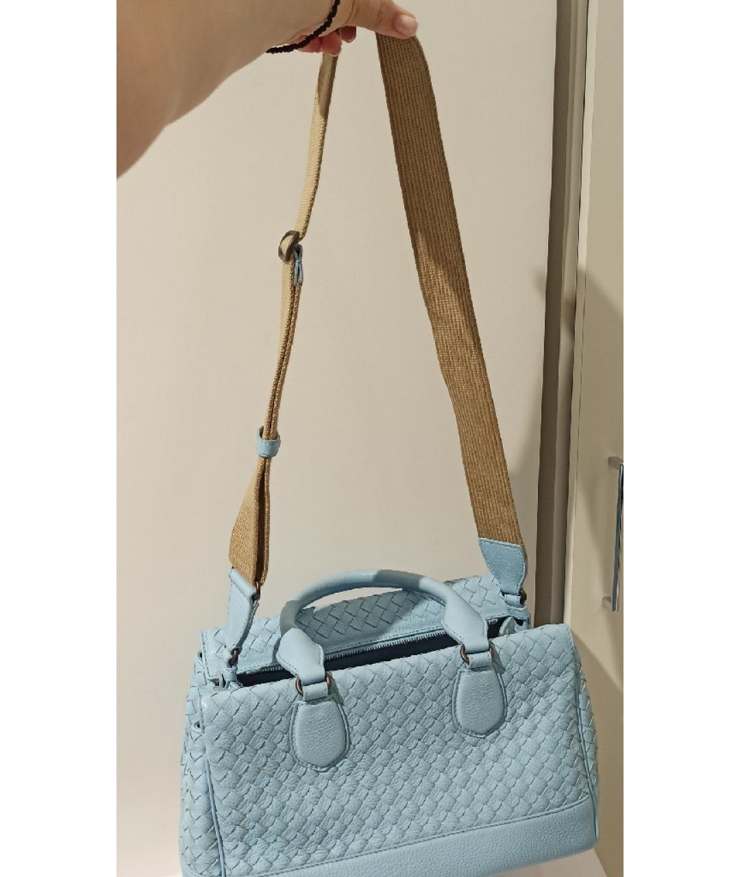 BOTTEGA VENETA Голубая кожаная сумка с короткими ручками, фото 6