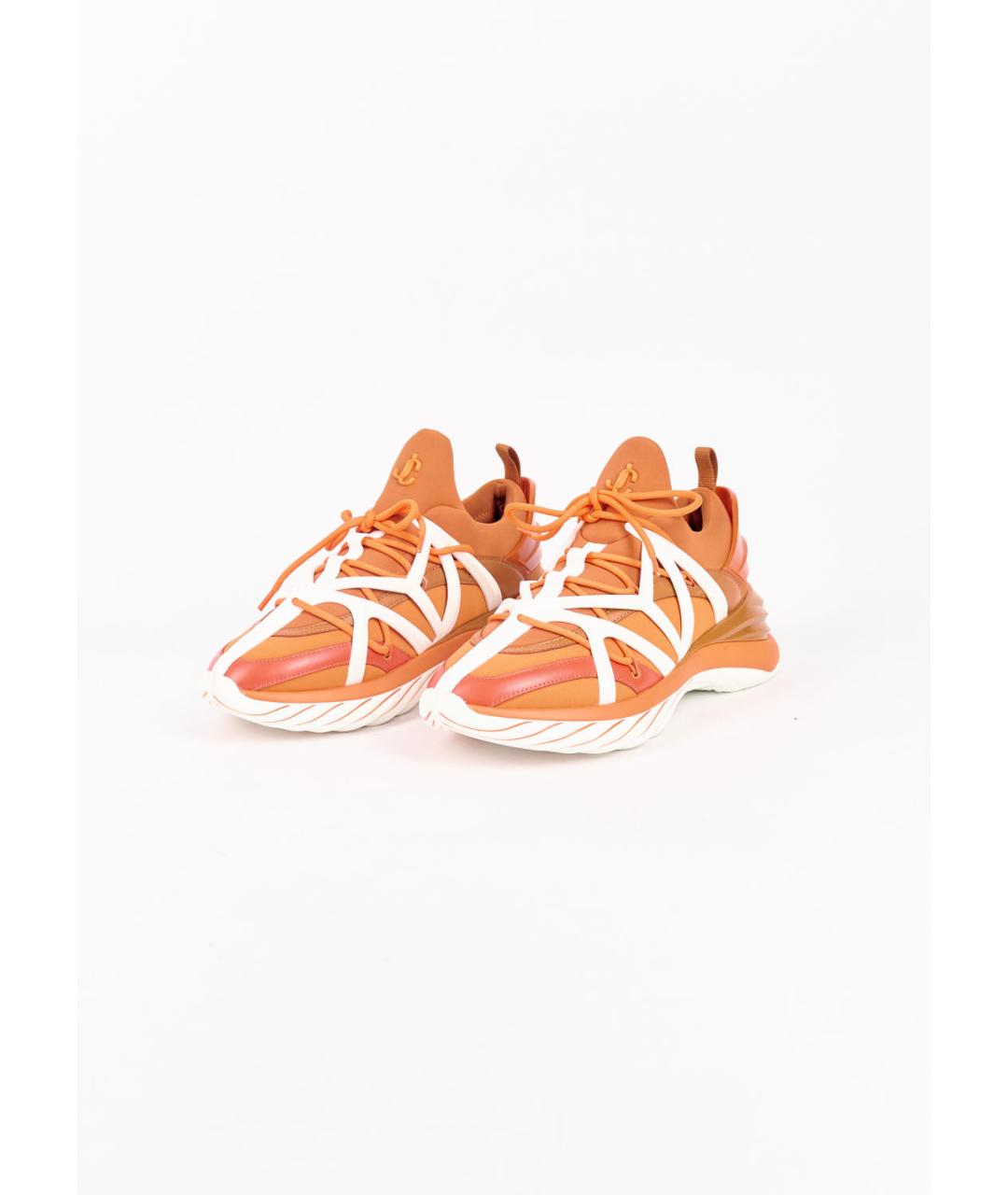 JIMMY CHOO Оранжевое текстильные кроссовки, фото 3
