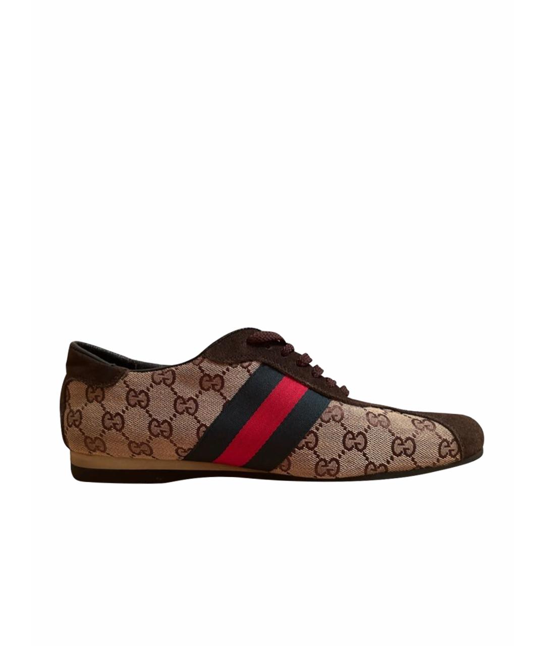 GUCCI Хаки текстильные низкие ботинки, фото 1