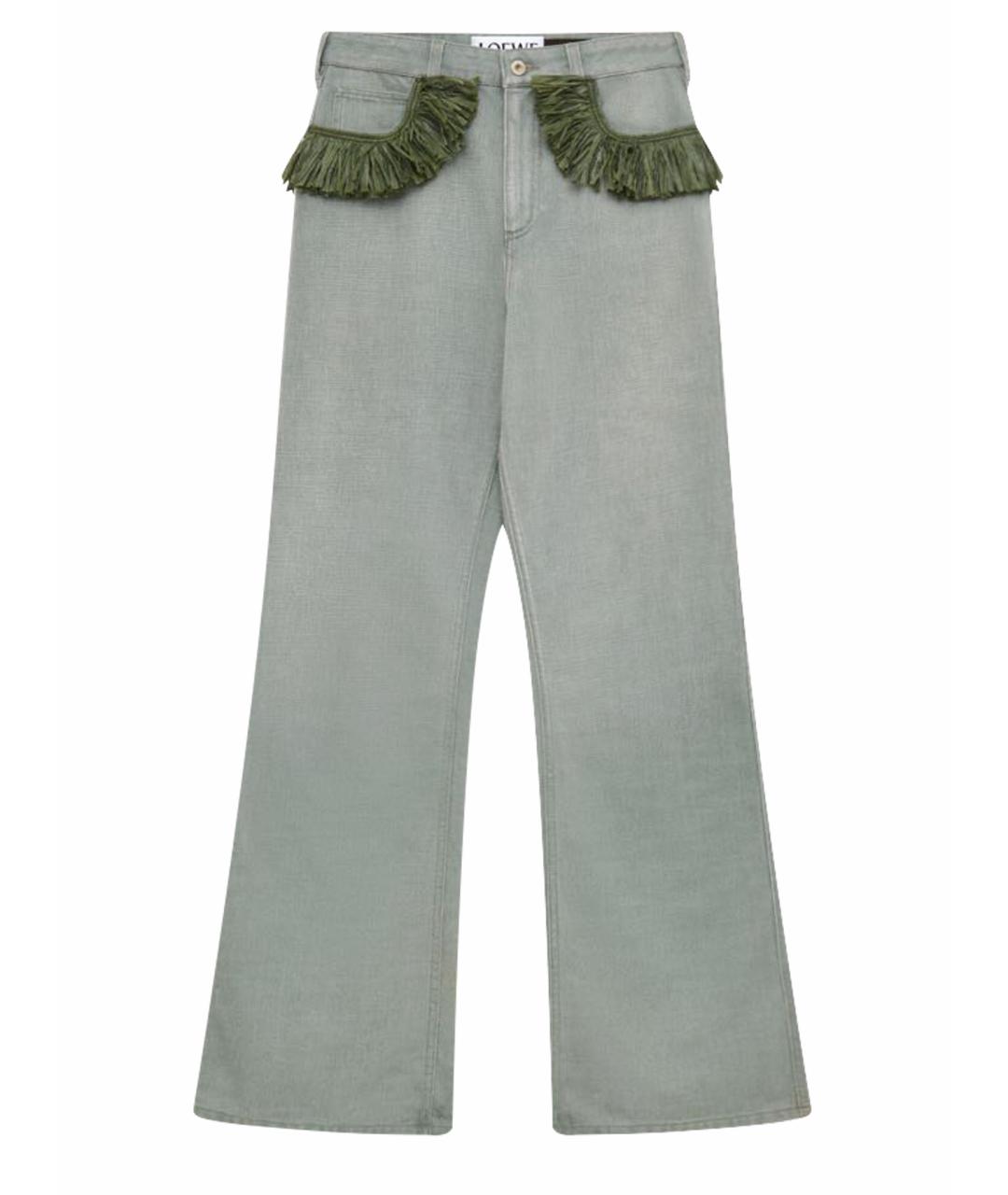 LOEWE Зеленые хлопковые прямые джинсы, фото 1