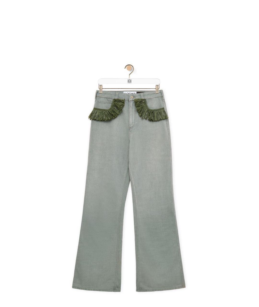 LOEWE Зеленые хлопковые прямые джинсы, фото 9