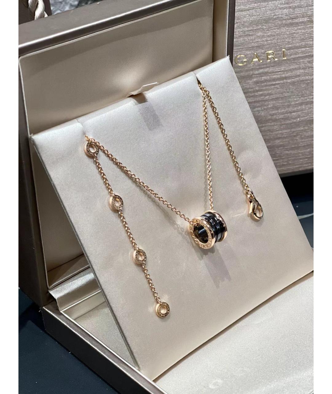 BVLGARI Черное колье из розового золота, фото 3