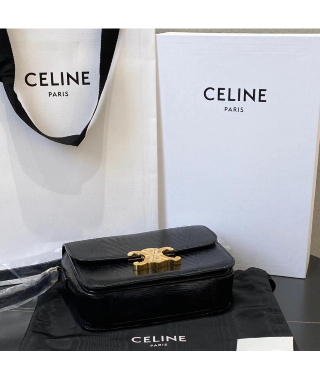 CELINE PRE-OWNED Черная сумка через плечо из экзотической кожи, фото 6