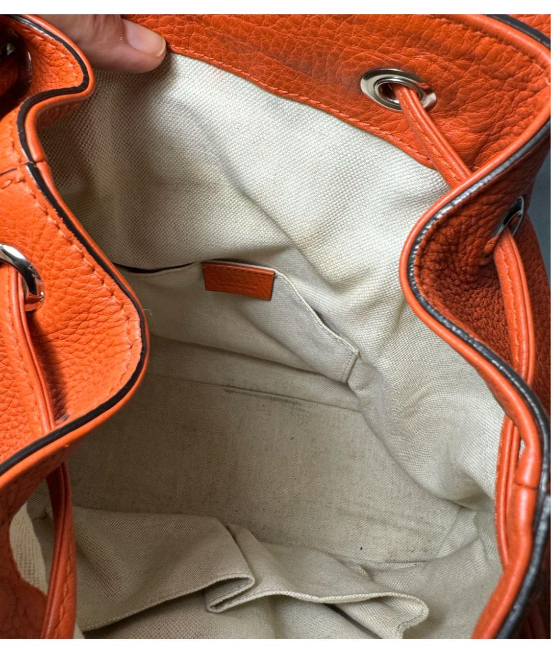 GUCCI Оранжевый кожаный рюкзак, фото 4