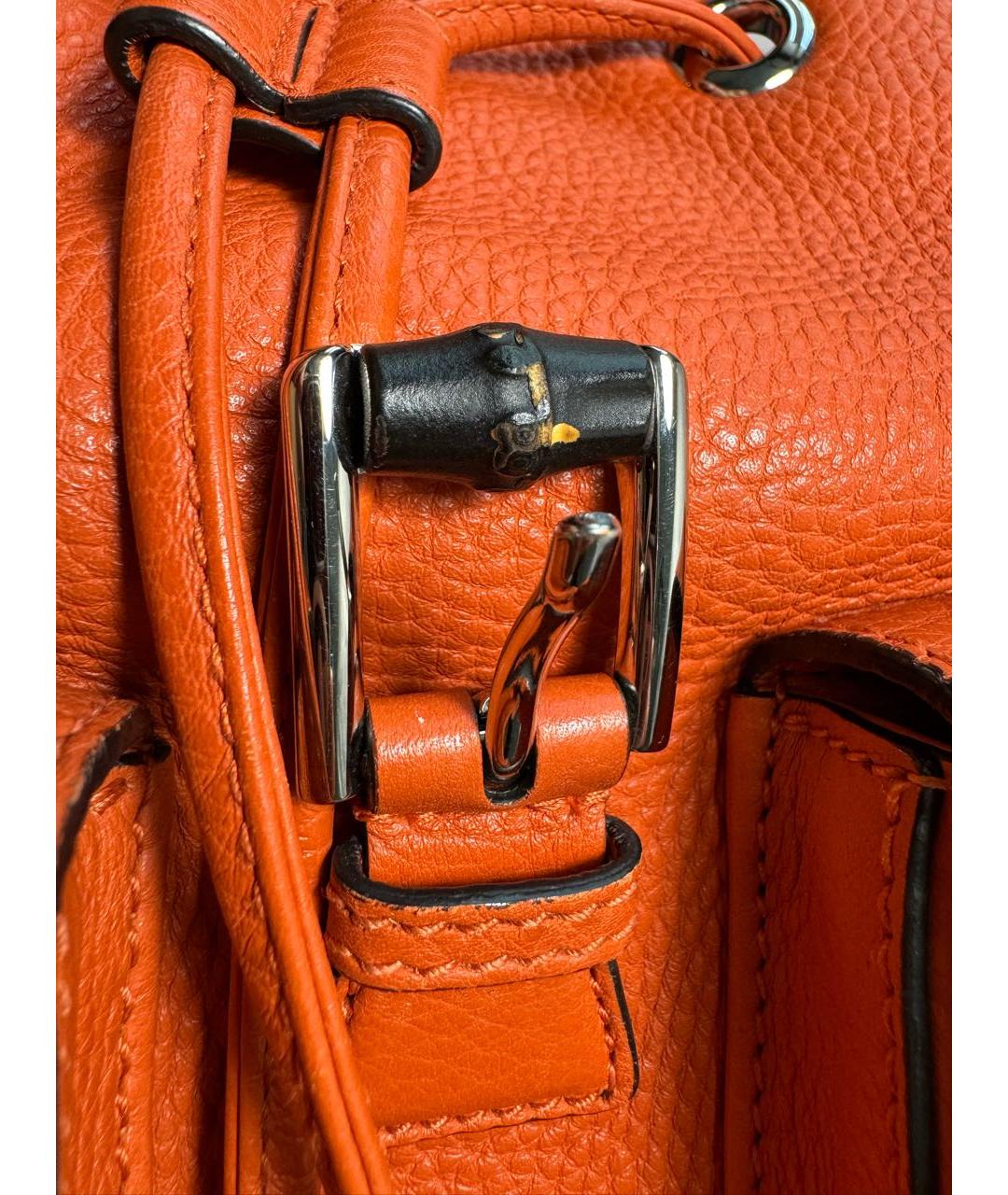GUCCI Оранжевый кожаный рюкзак, фото 7