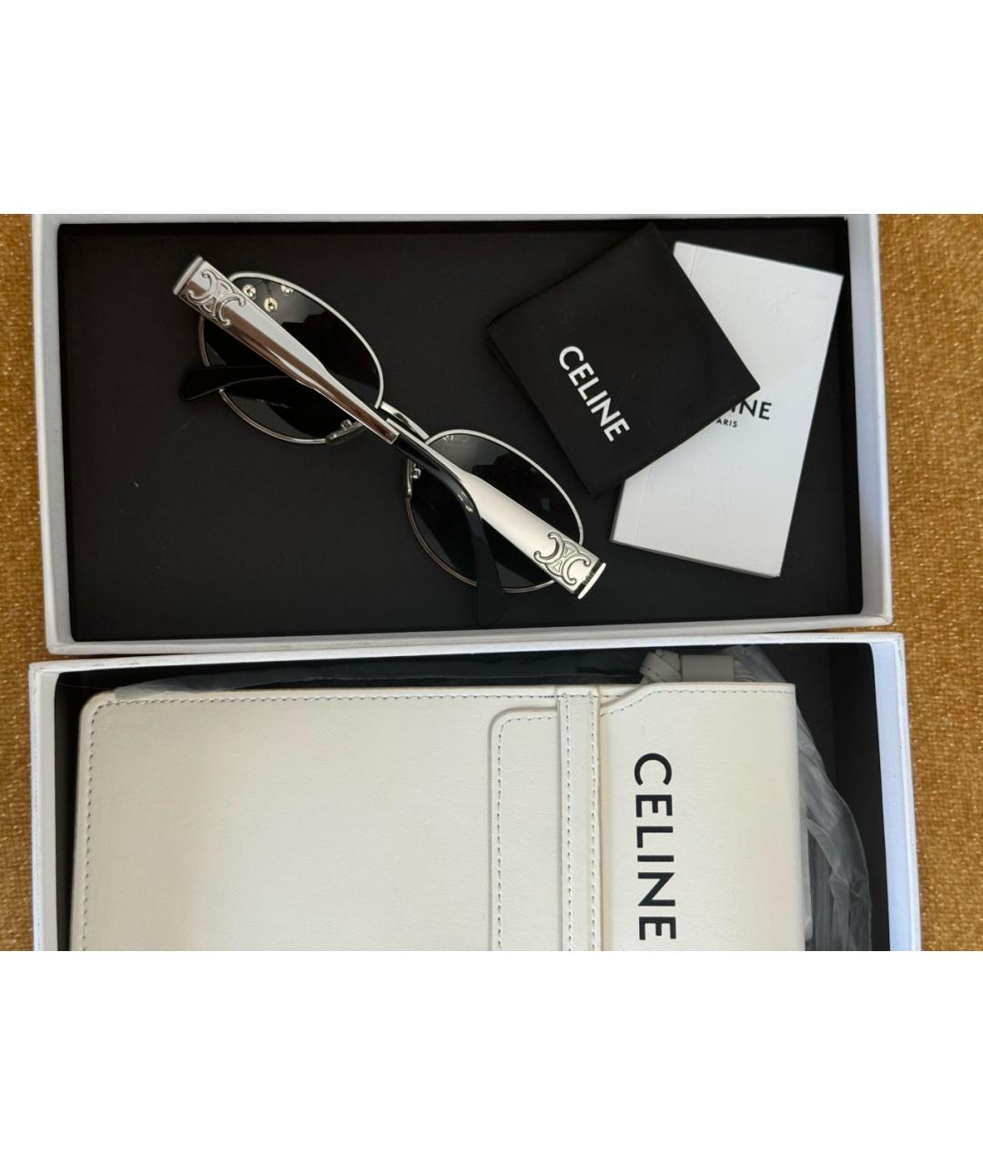 CELINE Серебряные металлические солнцезащитные очки, фото 6