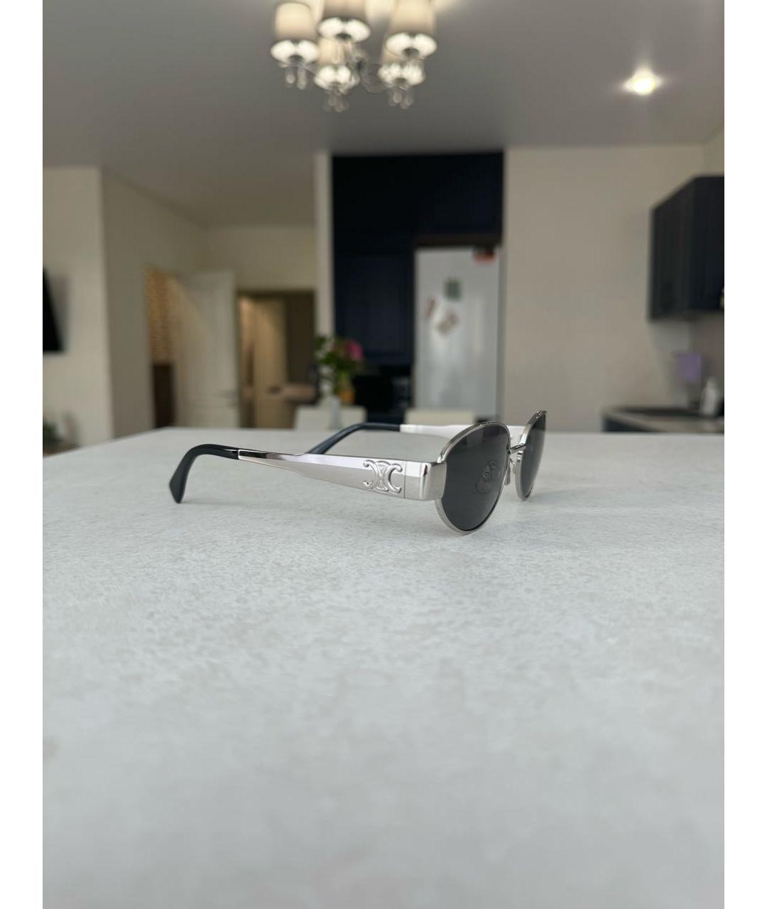 CELINE Серебряные металлические солнцезащитные очки, фото 2