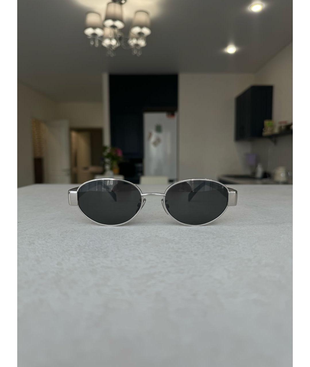 CELINE Серебряные металлические солнцезащитные очки, фото 7