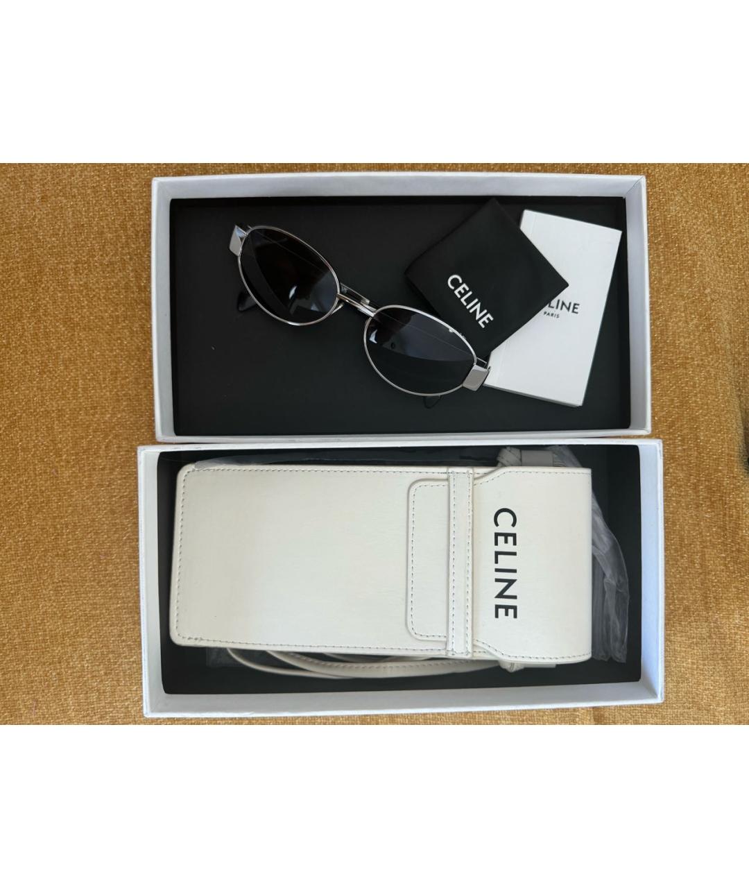 CELINE Серебряные металлические солнцезащитные очки, фото 5