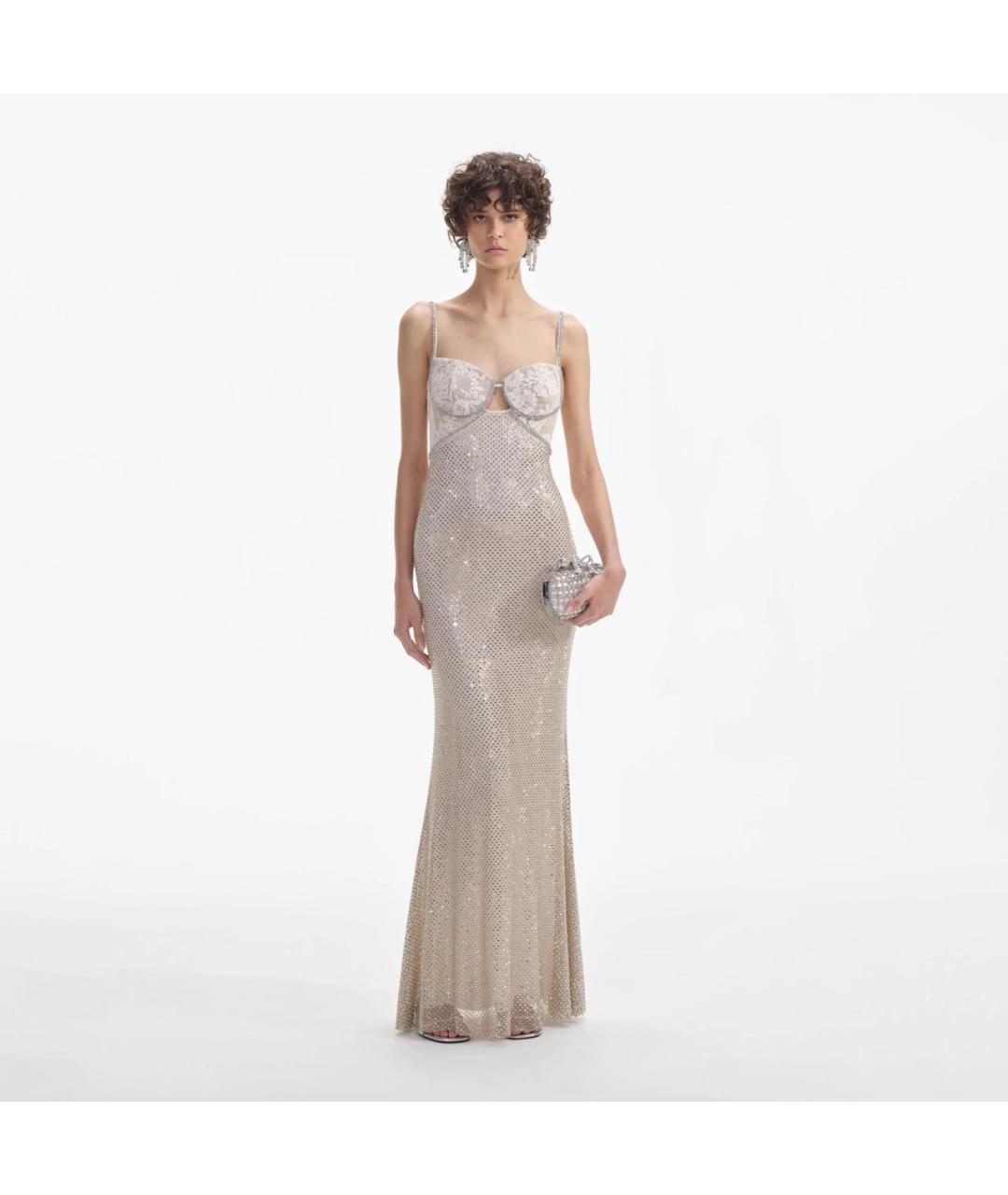SELF-PORTRAIT Серебряное вечернее платье, фото 5