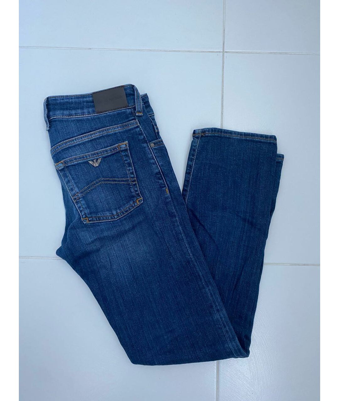 ARMANI JUNIOR Синие хлопковые детские джинсы, фото 7