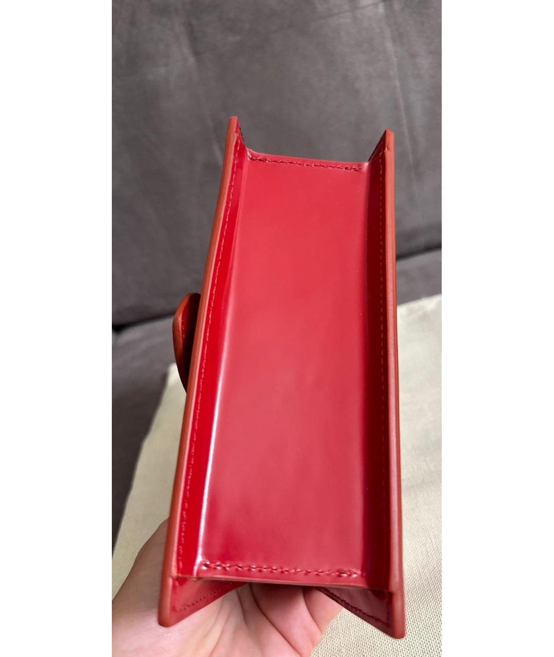 JACQUEMUS Красная кожаная сумка с короткими ручками, фото 7