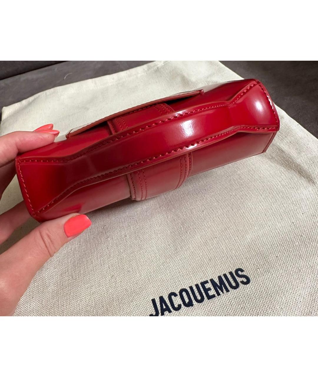 JACQUEMUS Красная кожаная сумка с короткими ручками, фото 8