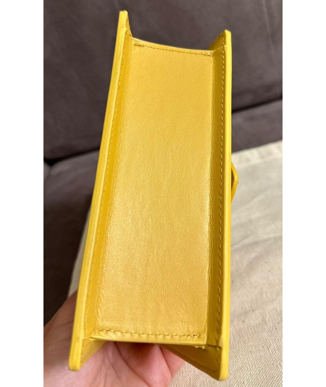 JACQUEMUS Желтая кожаная сумка с короткими ручками, фото 7