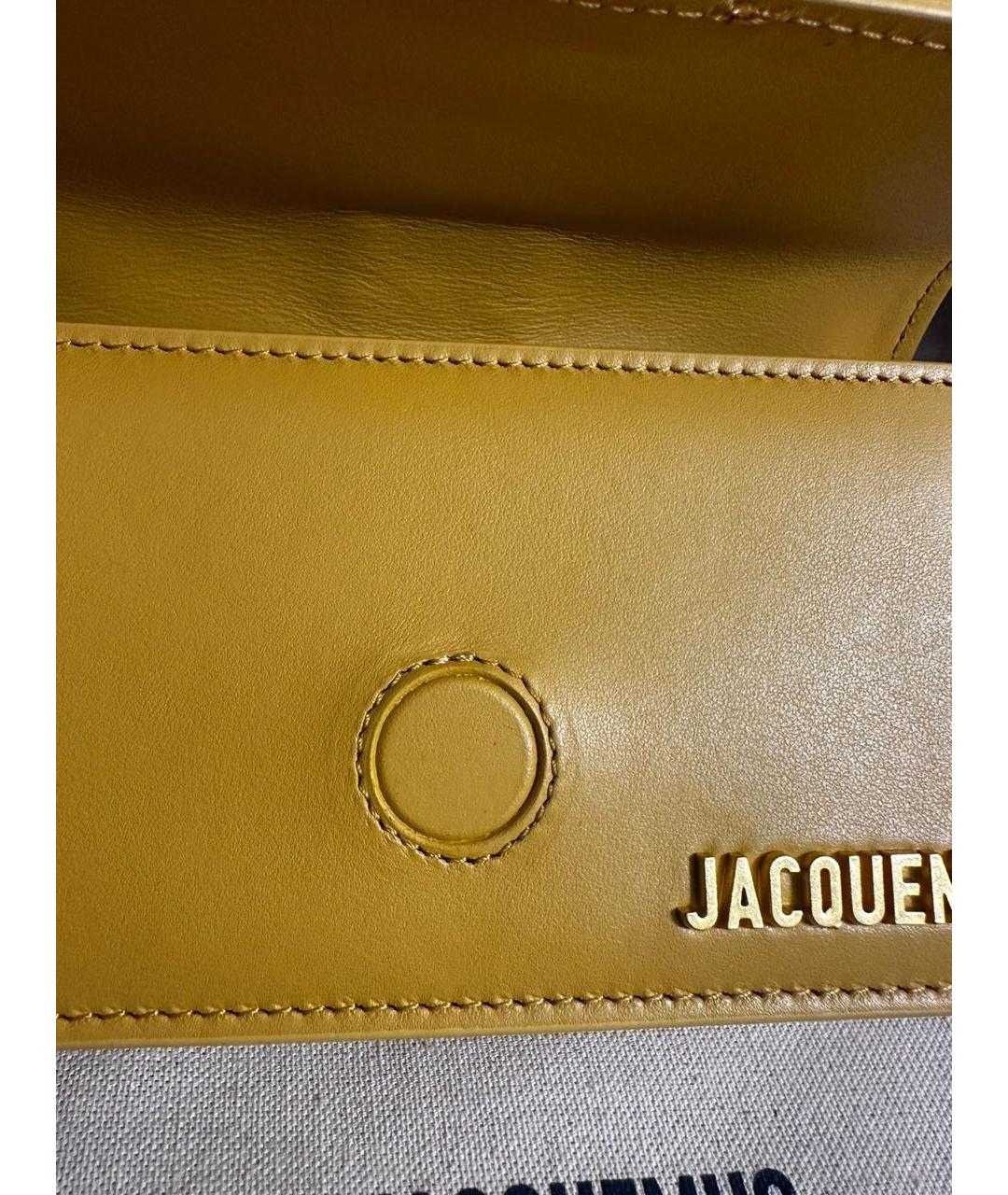 JACQUEMUS Желтая кожаная сумка с короткими ручками, фото 5