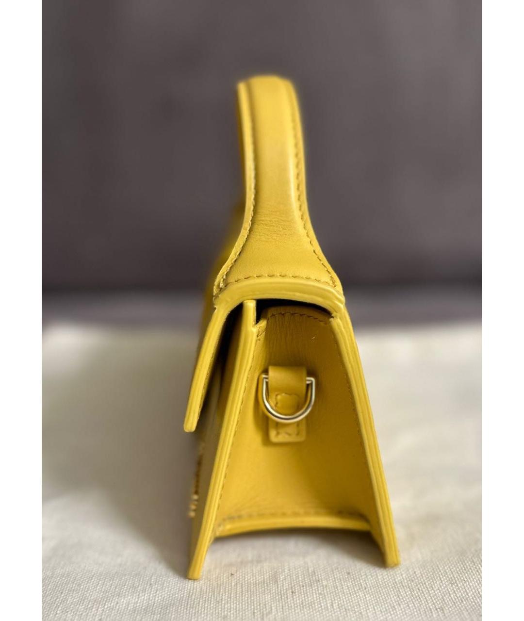 JACQUEMUS Желтая кожаная сумка с короткими ручками, фото 8