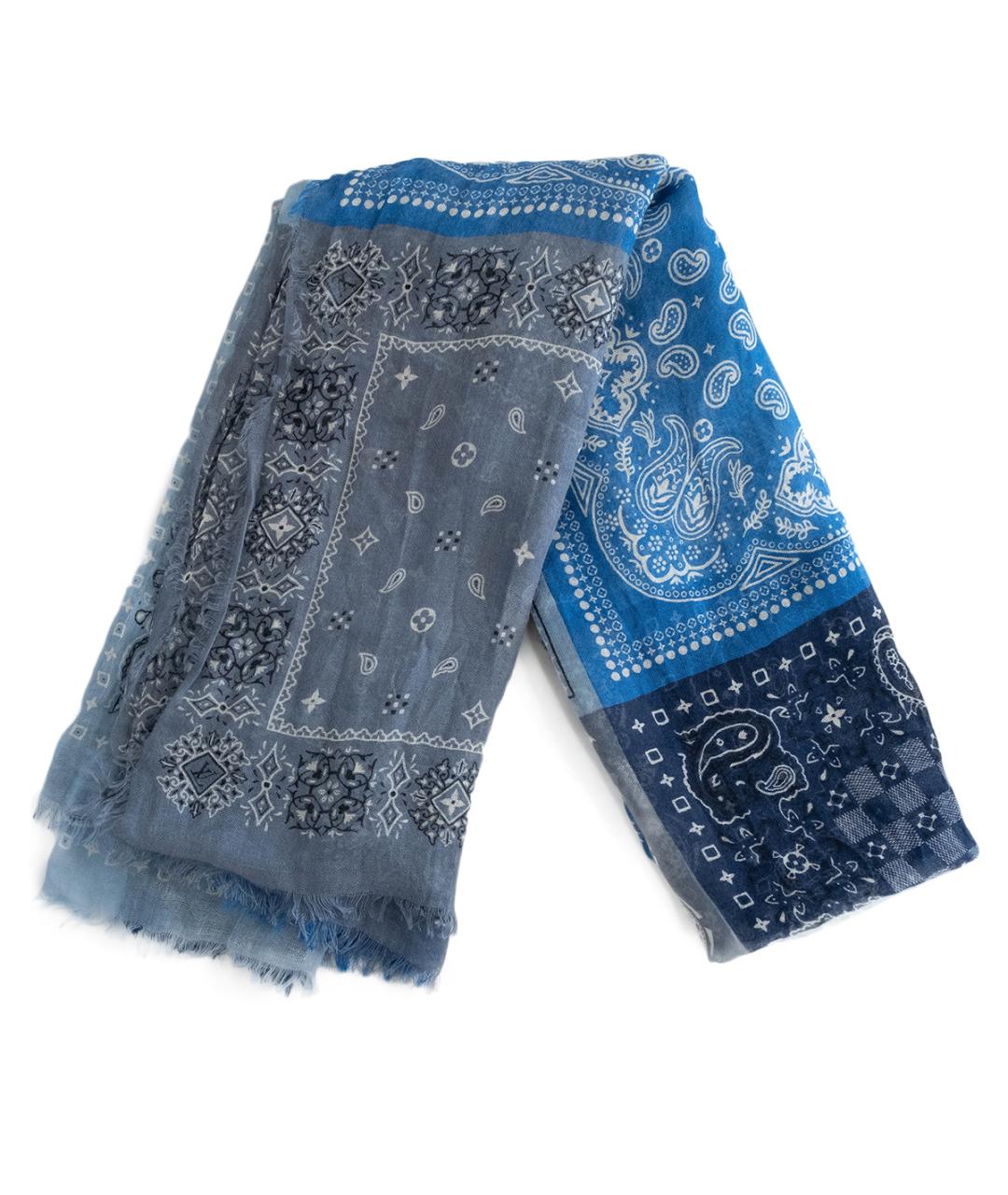 LOUIS VUITTON Синий кашемировый платок, фото 2