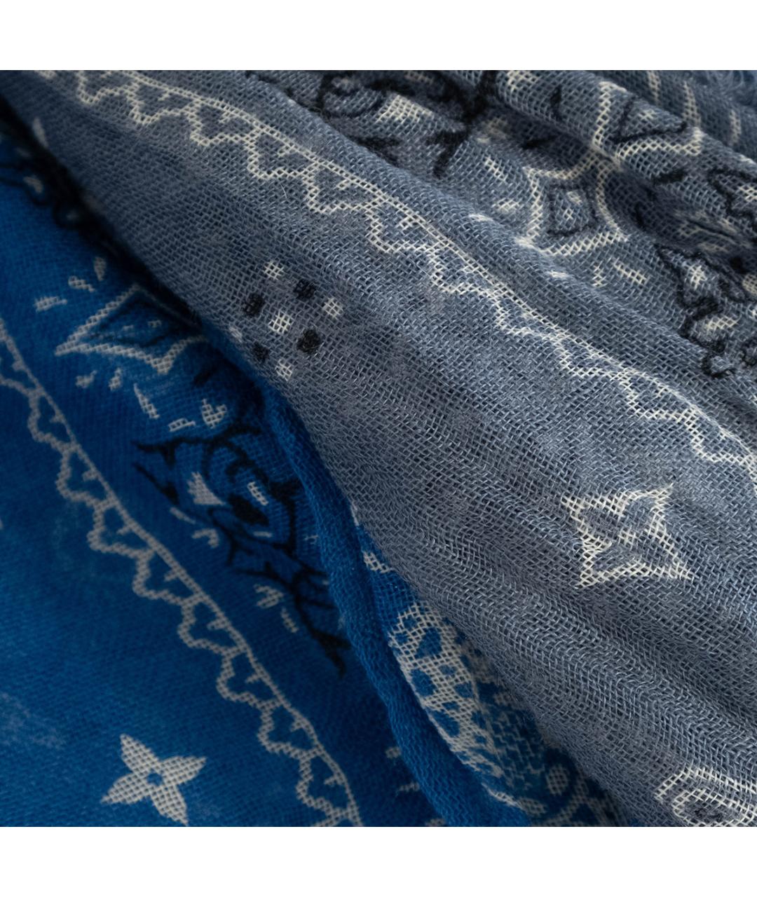 LOUIS VUITTON Синий кашемировый платок, фото 3