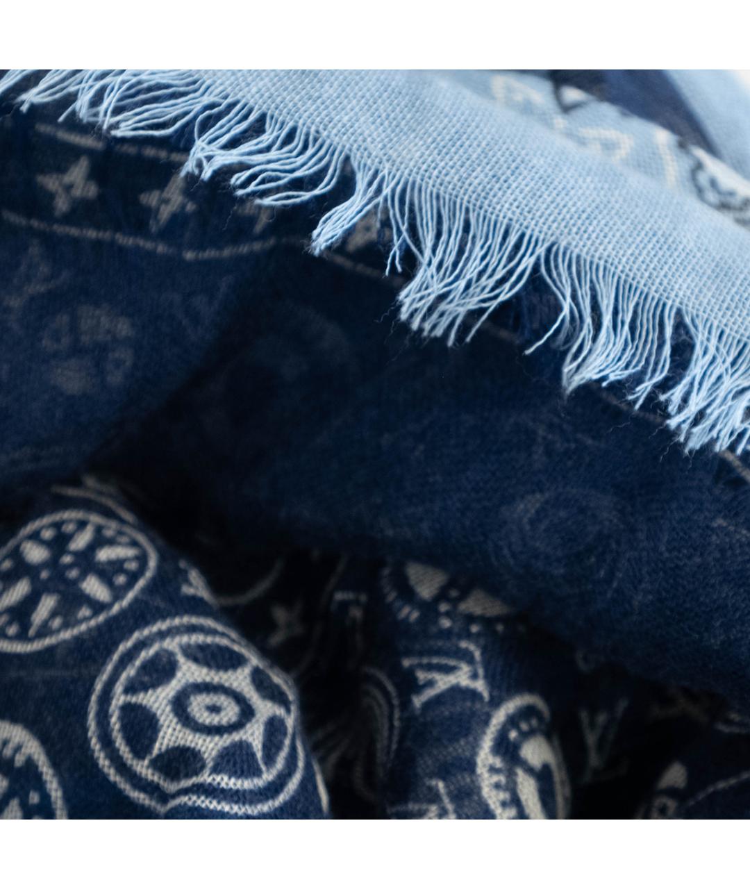 LOUIS VUITTON Синий кашемировый платок, фото 4