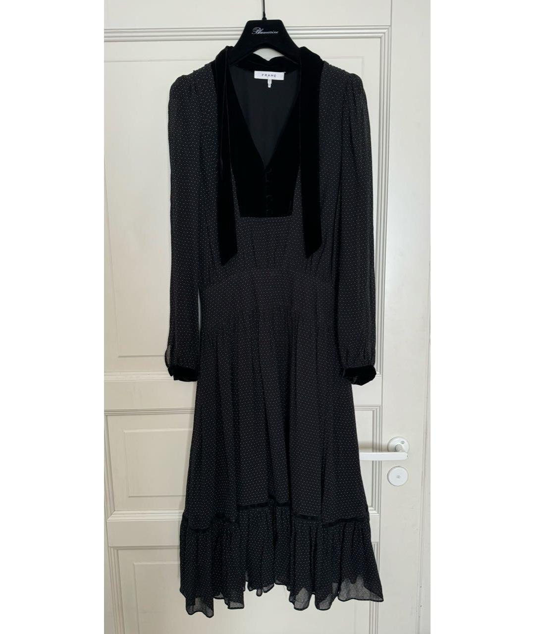 FRAME Черное шелковое коктейльное платье, фото 8