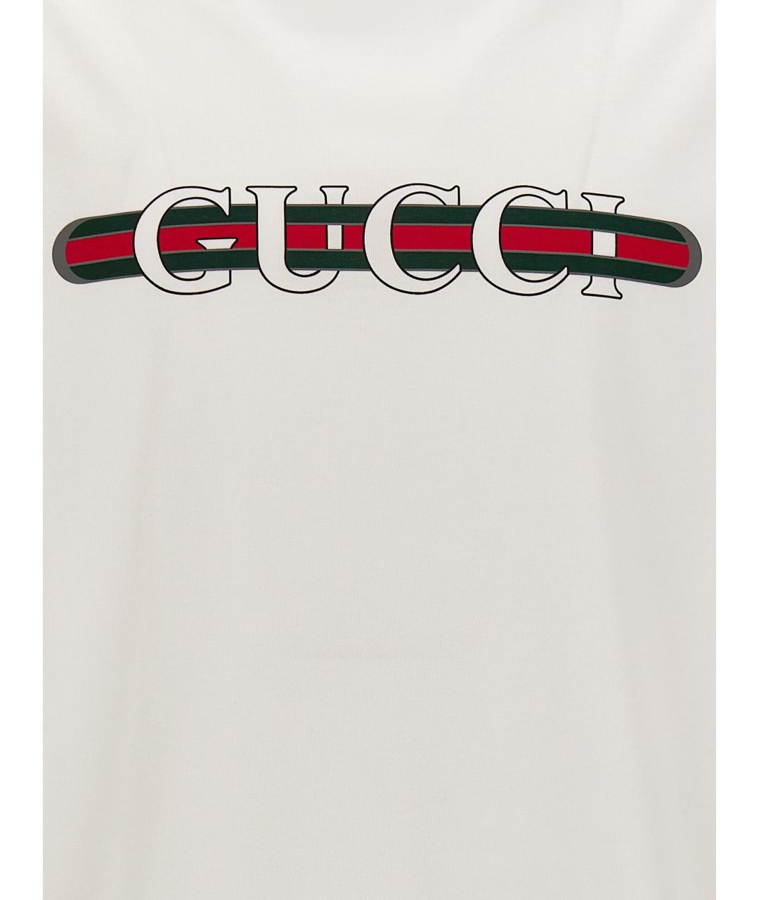 GUCCI Белая хлопковая футболка, фото 4