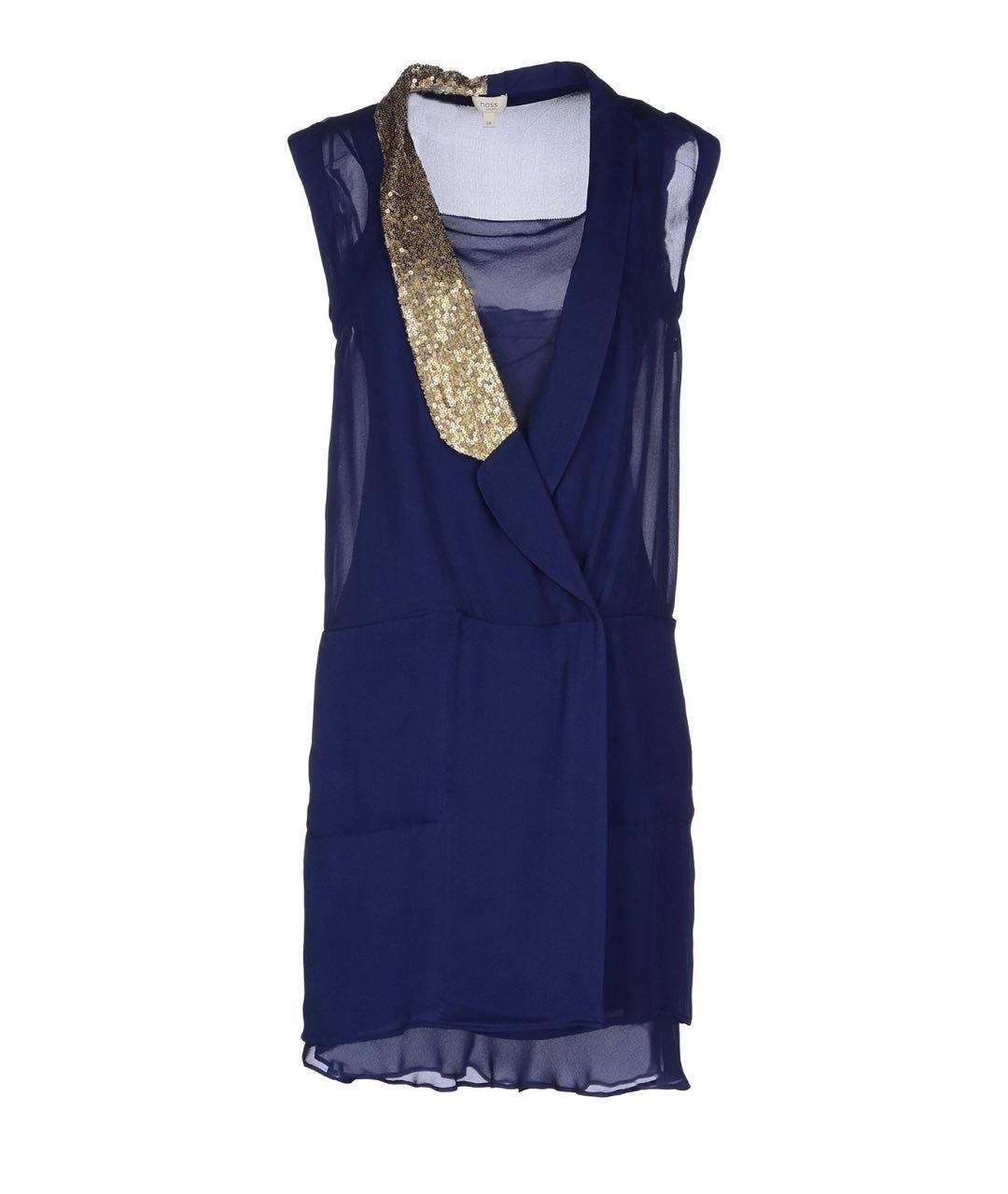 HOSS INTROPIA Темно-синее шелковое коктейльное платье, фото 1