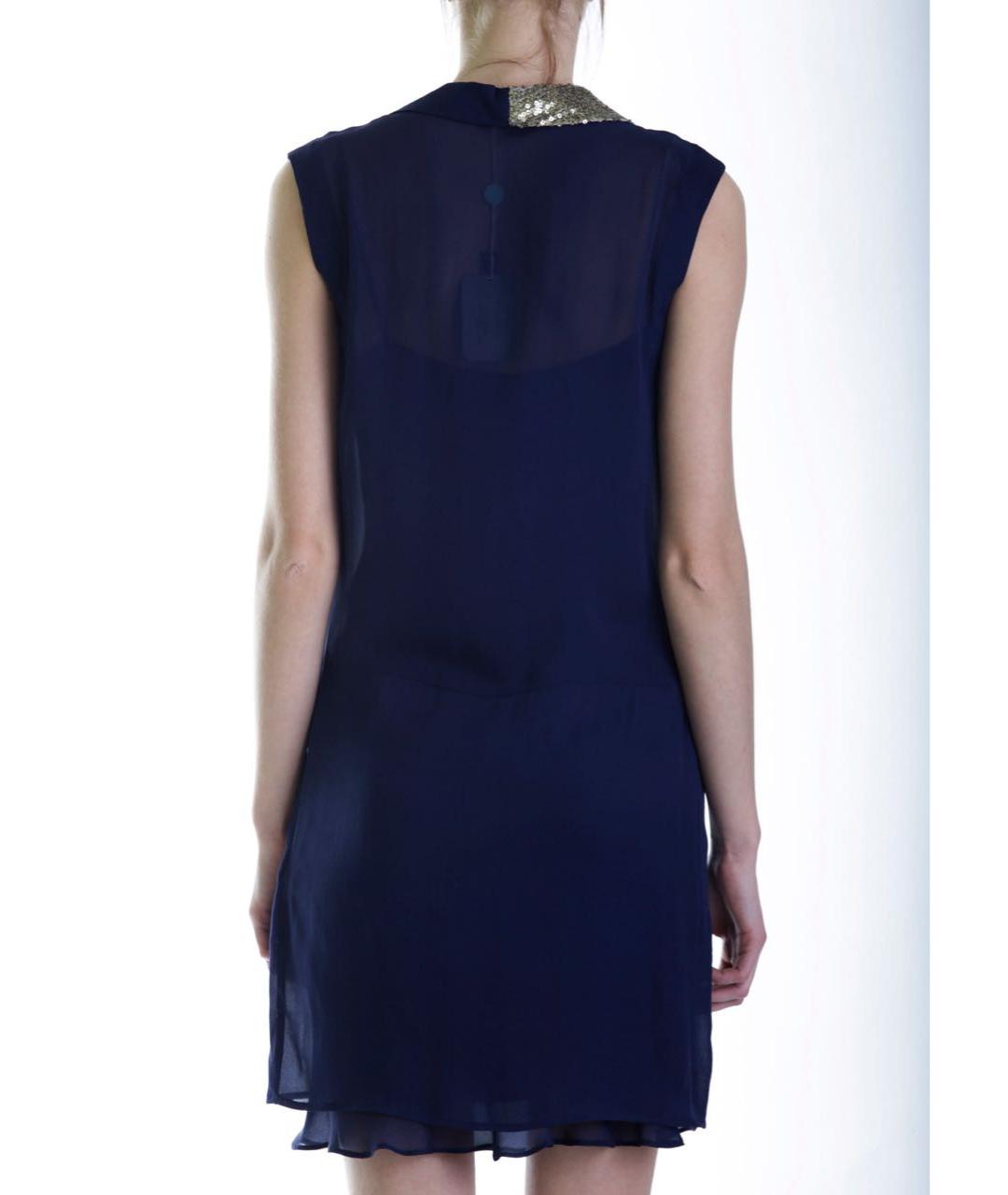 HOSS INTROPIA Темно-синее шелковое коктейльное платье, фото 4