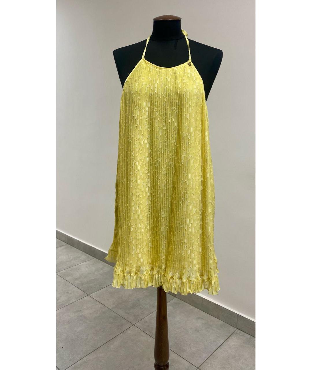 JOHN GALLIANO Желтое полиэстеровое коктейльное платье, фото 6