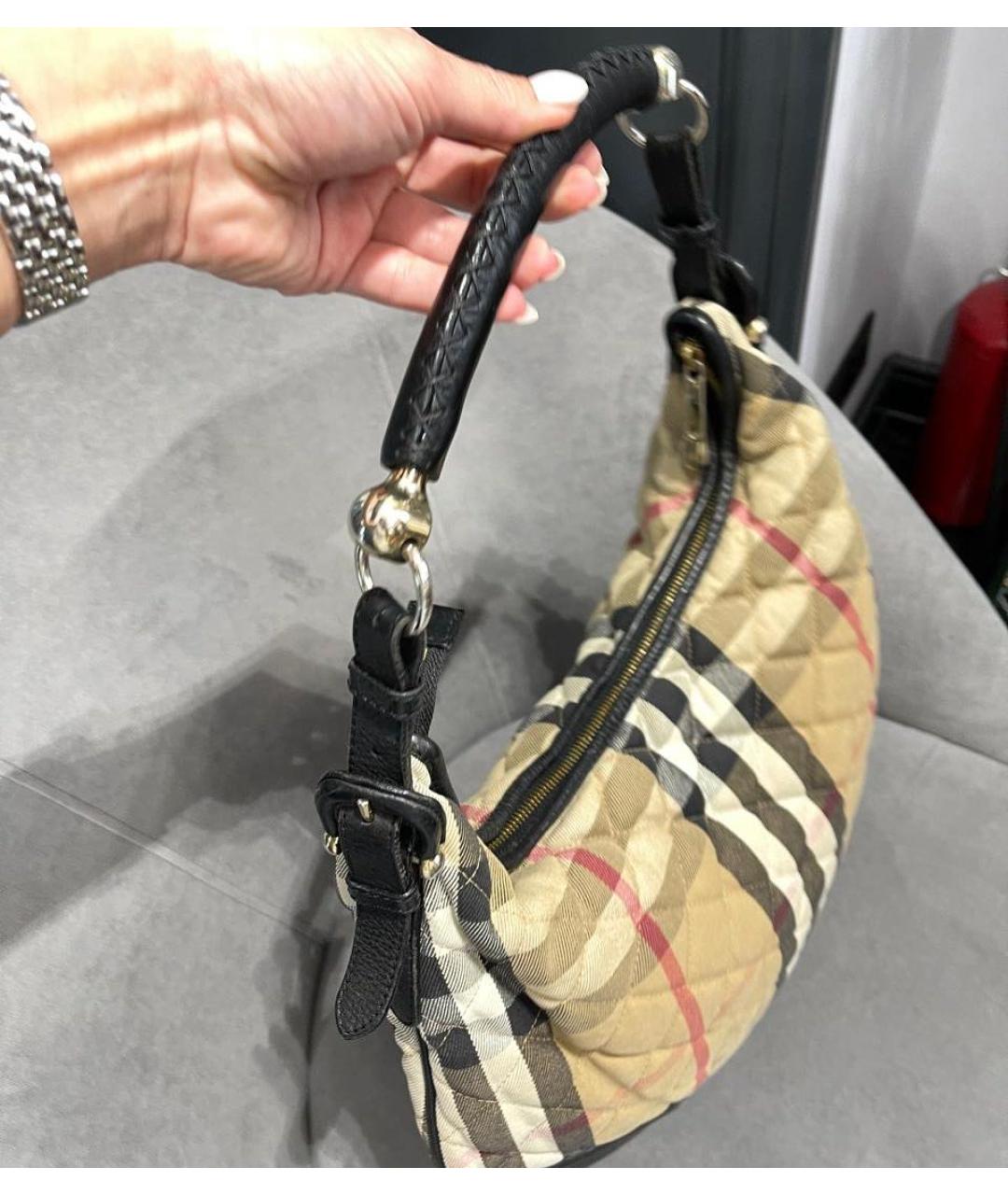 BURBERRY Коричневая тканевая сумка через плечо, фото 4