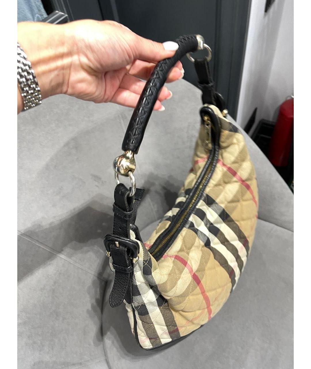 BURBERRY Коричневая тканевая сумка через плечо, фото 2