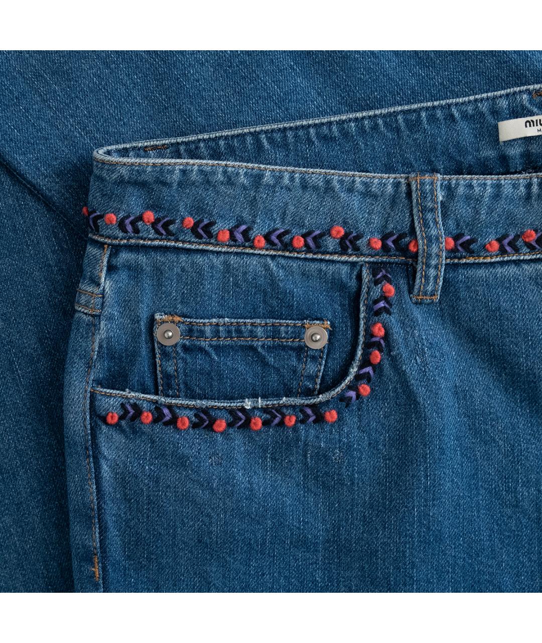 MIU MIU Синие хлопковые джинсы клеш, фото 5