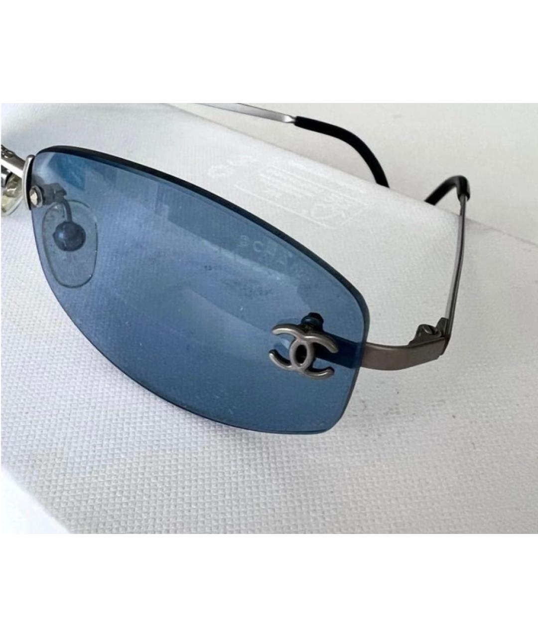 CHANEL PRE-OWNED Синие металлические солнцезащитные очки, фото 3
