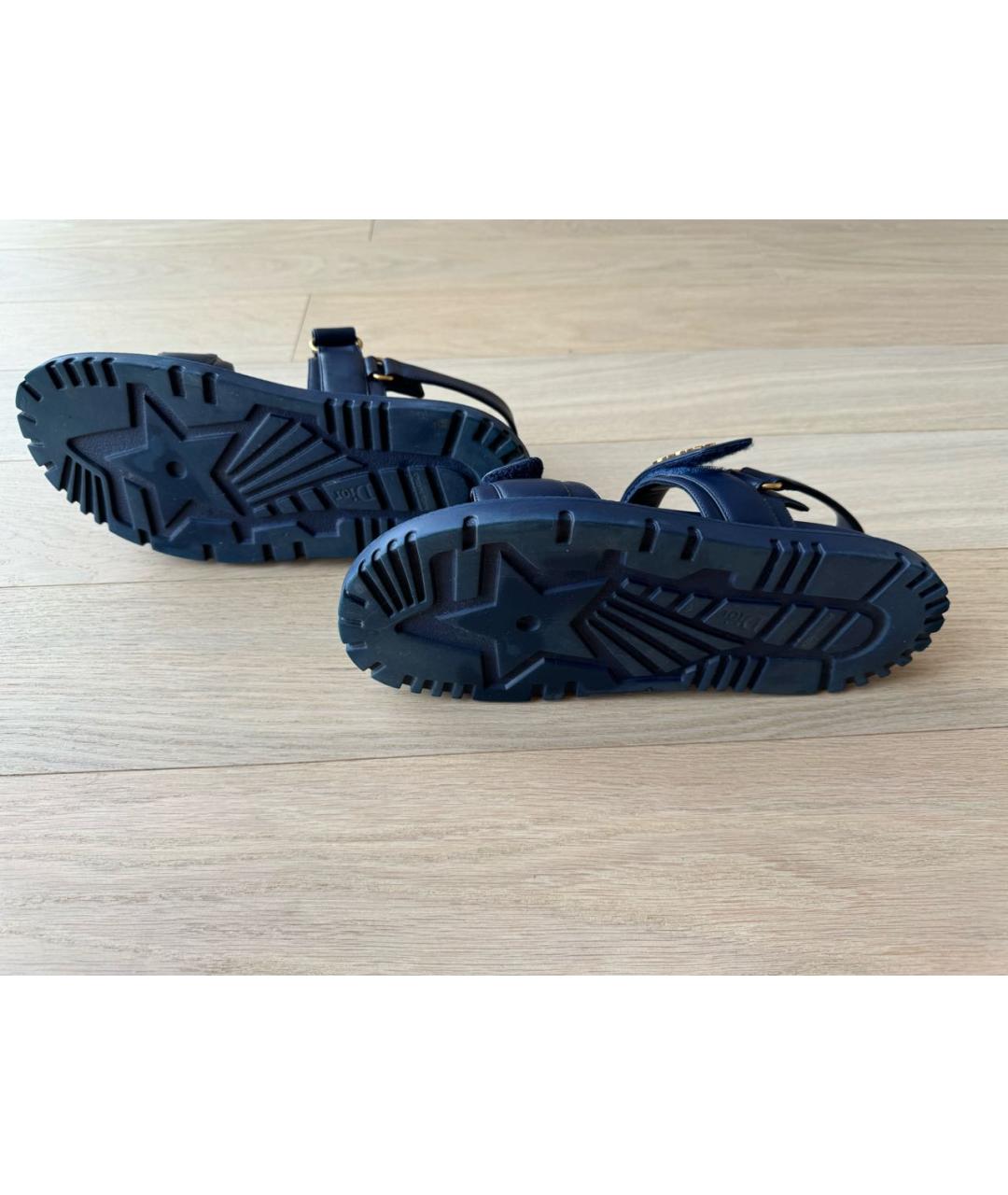 CHRISTIAN DIOR Темно-синие кожаные сандалии, фото 5