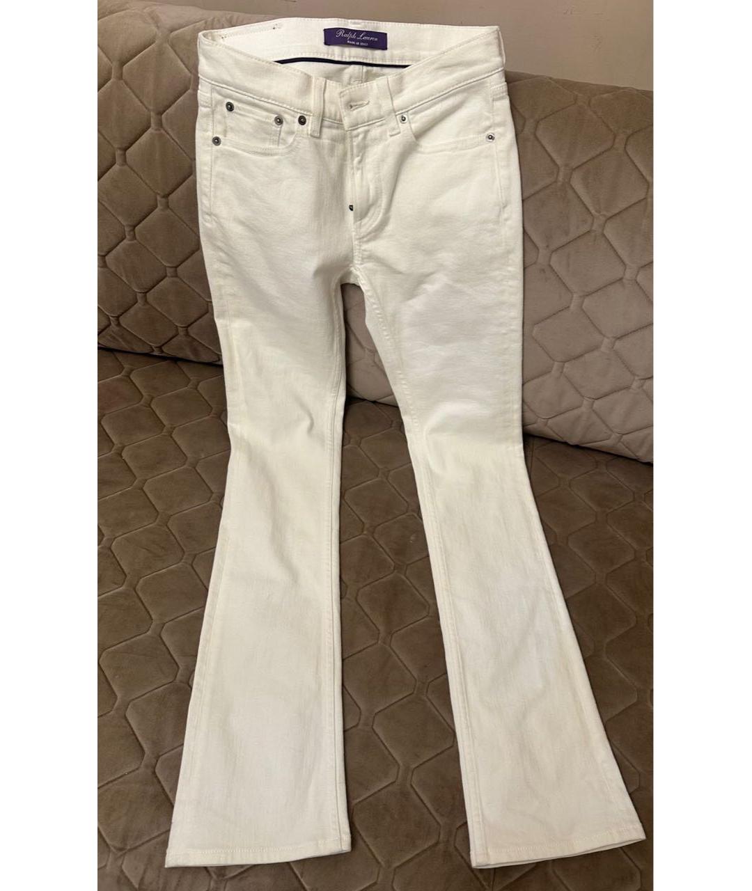 RALPH LAUREN PURPLE LABEL Белые хлопковые джинсы слим, фото 2