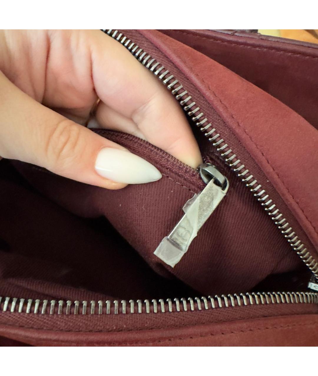 CHANEL Бордовая кожаная сумка с короткими ручками, фото 6