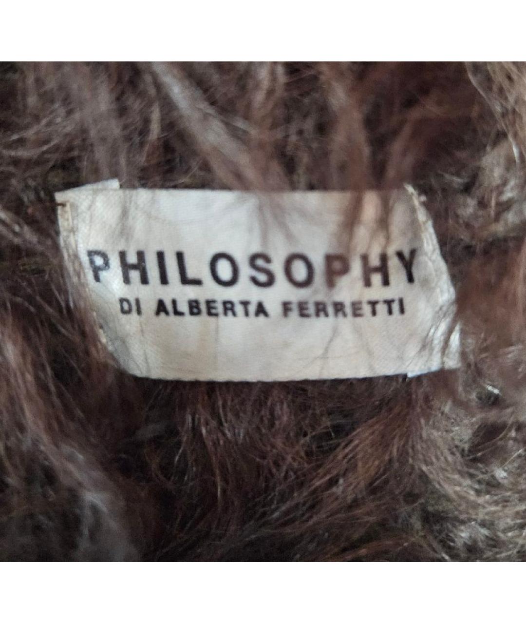 PHILOSOPHY DI ALBERTA FERRETTI Коричневый меховой жилет, фото 3