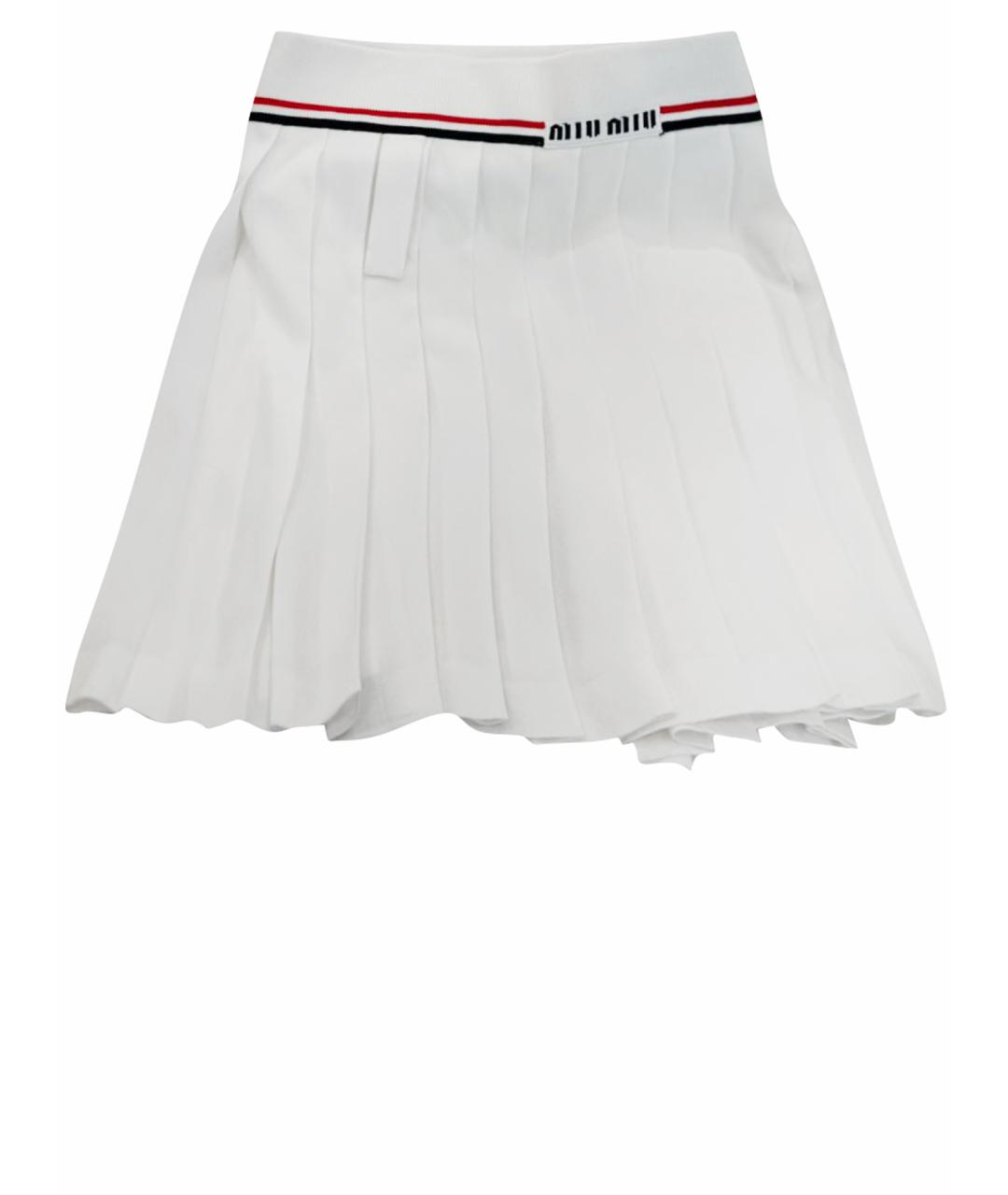 MIU MIU Белая вискозная юбка мини, фото 1