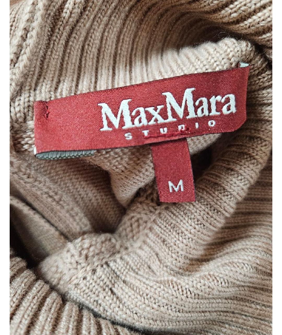 MAX MARA STUDIO Бежевое шерстяное повседневное платье, фото 3