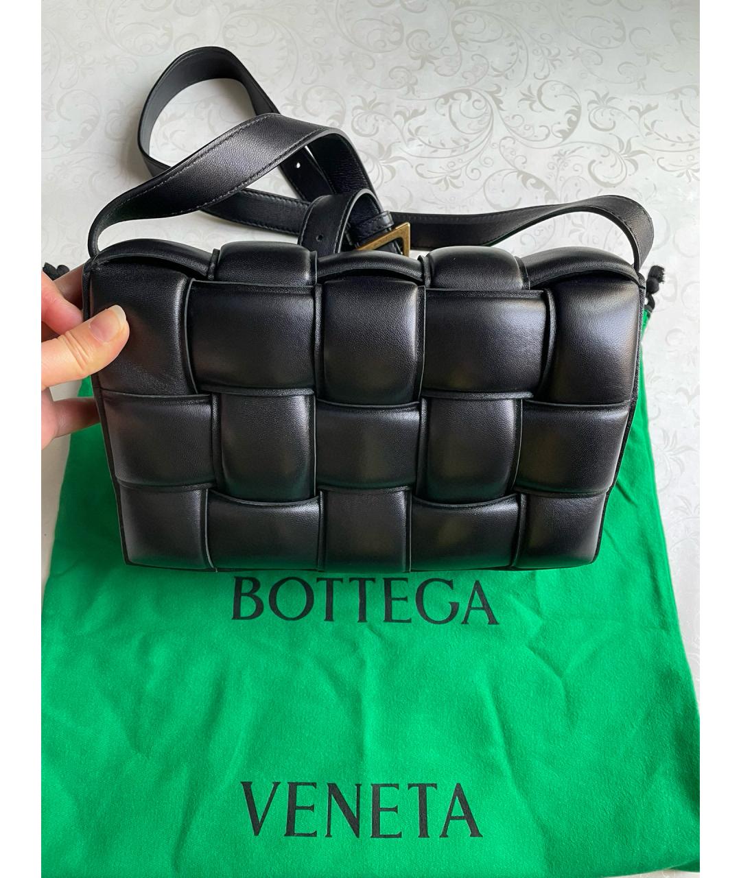BOTTEGA VENETA Черная кожаная сумка через плечо, фото 7