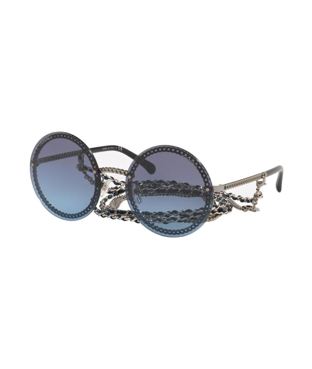 CHANEL Синие металлические солнцезащитные очки, фото 2
