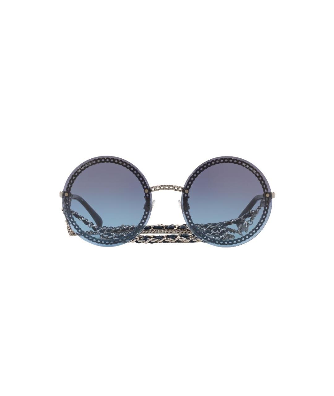 CHANEL Синие металлические солнцезащитные очки, фото 1