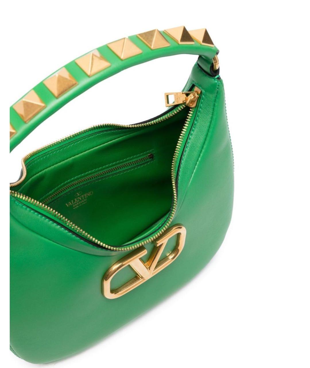 VALENTINO Зеленая кожаная сумка с короткими ручками, фото 5