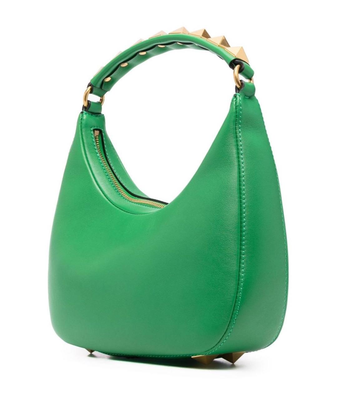 VALENTINO Зеленая кожаная сумка с короткими ручками, фото 4