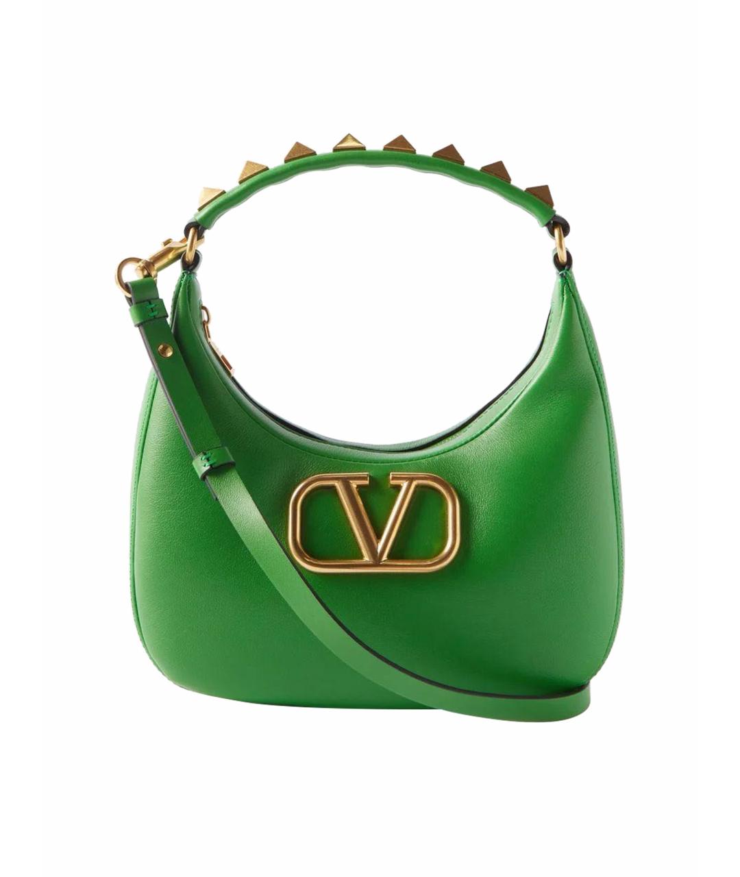 VALENTINO Зеленая кожаная сумка с короткими ручками, фото 1