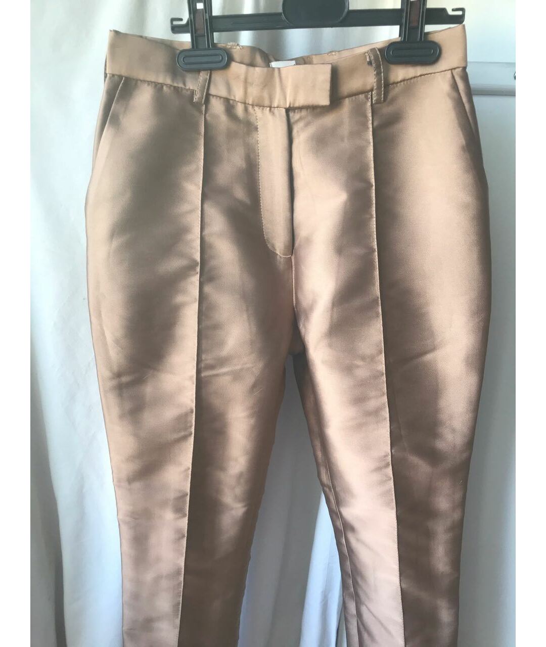 CELINE PRE-OWNED Золотые атласные брюки узкие, фото 4